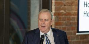 Former treasurer Peter Costello addresses a Financial Services Council breakfast on Wednesday.
