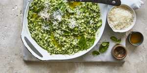 Green herb risotto with parmesan.