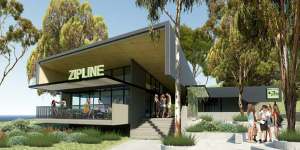 Concept images of Brisbane City Council's planned zipline centre at Mt Coot-tha.