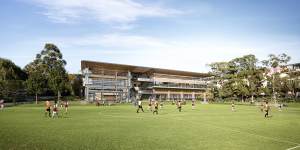An artist's impression of new sporting facilities proposed for Sydney Grammar's Edgecliff Preparatory School.