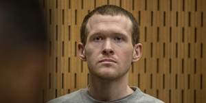 Australian Brenton Harrison Tarrant stands in the dock at the Christchurch High Court.