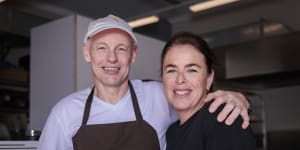 Michael Klausen and Elise Cook at The Bakery on Glenayr,Bondi.