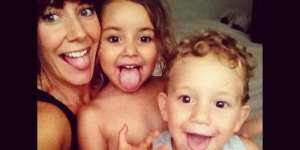 Sally Faulkner with her children Lahala and Noah.