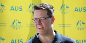 Australian Sports Commission chief executive Kieren Perkins poses ahead of the 2018 Commonwealth Games on the Gold Coast.