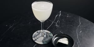 Go-to drink:Haymarket cocktail served with a sherbet-coated kaffir lime leaf.