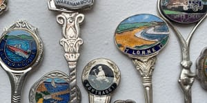 Souvenir teaspoons from the collection of Simon Normand that for part of his Teaspoon Colony exhibition at the Australian Galleries.