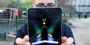 Opening Samsung's Galaxy Fold is a two-handed job,but closing it only takes one.