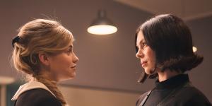 Lisa (Clare Hughes) and Angela (Azizi Donnelly) must find a way to work together in Ladies in Black.