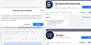 Australian news publishers are showing up blank on Facebook.