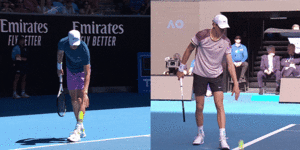 The new-look Jannik Sinner serve:The 2023 version on the left,and the 2024 style on the right.