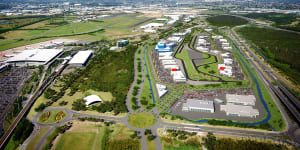 The Auto Mall at Brisbane Airport would have include a test track designed by mutliple Bathurst winner Mark Skaife.
