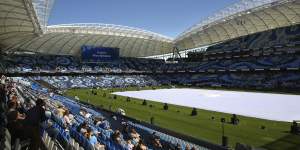 The rebuilt Sydney Football Stadium was completed last year at Moore Park. In concert mode,it can accommodate 55,000 spectators. 