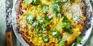 Mexican street corn pizza. 