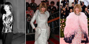 Anna Wintour at the Met Gala through the years ... (from left) 1989,2008 and 2019.