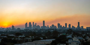 Smoke over Brisbane city in a week when authorities conducted hazard reduction burns.