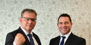 FFA chairman Chris Nikou and chief executive James Johnson are the men tasked with reviving the fortunes of the round-ball game in Australia.