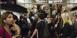 Peak hour at Town Hall station.