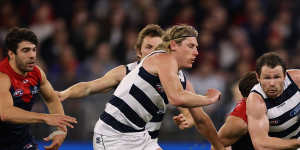 Patrick Dangerfield on the run for the Cats.
