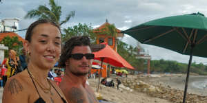 Ella Solomon and Nicholas Magro and Sydney take in Kuta Beach.