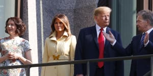 Melania Trump and Finland's first lady twin in butterfly outfits