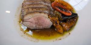 Roasted lamb rump with marinated baby peppers:"Lovely".