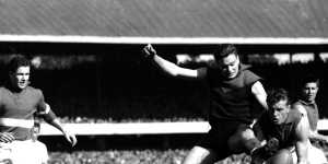 Footscray steal the ball from Barassi.