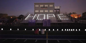 Luminaria Ceremony,to honour those touched by cancer,during Relay For Life event May 18,2018 on Tartan High School athletic field in Oakdale,Minnesota,USA. 