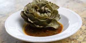 Globe artichoke with curry vinaigrette at Anchovy.