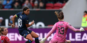 Sam Kerr is action for Chelsea last month.