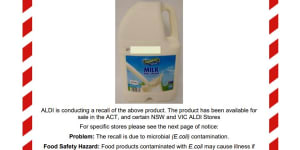 New milk recall issued from supermarket Aldi over E. coli fears