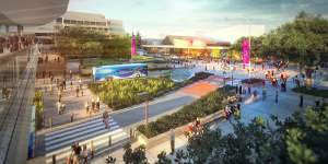 Concept images for the new Metro Cultural Centre station at South Brisbane,part of the council's Brisbane Metro plans.