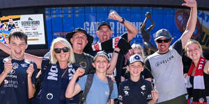 Footy fans prepare for the Gather Round clash with Fremantle.