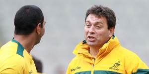 Former Brumbies coach David Nucifora (right) will return home from his position as Ireland’s high-performance director to take on an advisory role with Rugby Australia.