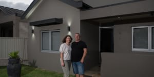 Monica and George Triantafyllou outside their Earlwood home that is currently on the market with a guide of $2.3 million.