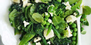 Spinach,pea and broccolini salad.