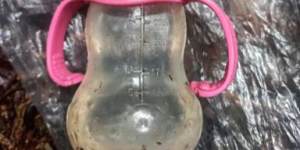 A feeding bottle found during the search for the four children lost in the Amazon. 