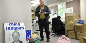 Craig Langdon,the former MP for Ivanhoe,in his electorate office in 2010.