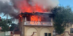 House fire in Brisbane leaves man with leg burns