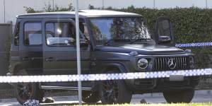 A Mercedes-Benz G-Class four-wheel-drive outside Fawkner police station.