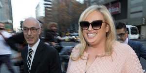 Rebel Wilson appears outside court for the beginning of her defamation case last year.