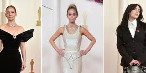 Best dressed:Sandra Huller and Emily Blunt in Schiaparelli and Billie Eilish in Chanel.
