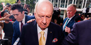 Alan Jones arrives at court on Wednesday.