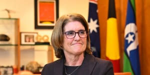 Michele Bullock in Prime Minister Anthony Albanese’s office on Friday.