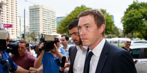Rohan Dennis arrives at Adelaide Magistrates Court on Wednesday,March 13.