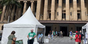 Polls closed at Brisbane City Hall,and across the rest of the state,at 6pm on Saturday 16 March.