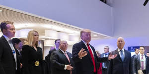 Donald Trump addresses media at Davos.