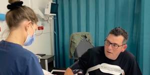 Premier Daniel Andrews,pictured in intensive care in March,is due to return to work later this month.