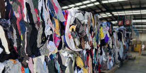 Upparel’s Melbourne warehouse stores thousands of textiles donated by retailers,brands and consumers. 