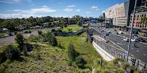 It’s not a park:the Ryde Civic Centre site opposite Top Ryde Shopping Centre that remains a grassed-over hole in the ground.