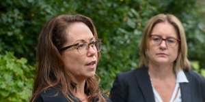 Treasurer Jaclyn Symes and Premier Jacinta Allan announce the review on Thursday.